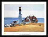 Produkt-Bild: Bild mit Rahmen: Edward Hopper, "Leuchtturm und Geb&auml;ude, Portland Head", 80 x 60 - Aluminium Basic M: Schwarz matt