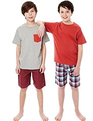 2 Pack Autograph Cotton Rich Checked Short Pyjamas