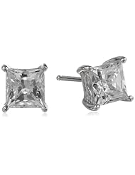 Sterling Silver Swarovski Zirconia 2 cttw Princess Cut Earrings