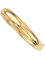 14k Solid Yellow Gold Shiny Bangle Bracelet 8mm 8"