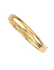 14k Solid Yellow Gold Shiny Bangle Bracelet 8mm 7"