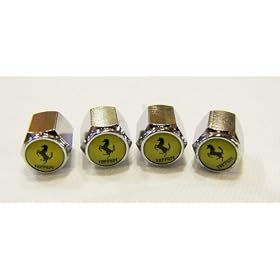 Ferrari Steel Chrome Tire Valve Caps (4pcs)