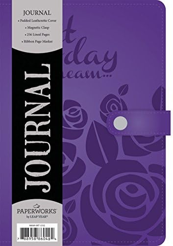 Paperworks Inspirational Embossed Leatherette Journal with Magnetic Close, 256 Lined Pages, Assorted Colors, Color May Vary (86048)