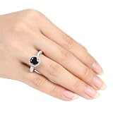 Sterling Silver 3 1/6 CT TGW Round Black Cubic Zirconia White Cubic Zirconia Engagement Ring