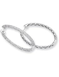 14k White Gold Diamond In-Out Hinged Hoop Earrings Diamond quality AA (I1 clarity, G-I color)
