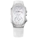 Philip Stein Teslar Mens White Alligator Strap Mother of Pearl Dial Diamond Chronograph Dual Time... by Philip Stein