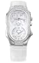 Philip Stein Teslar Mens White Alligator Strap Mother of Pearl Dial Diamond Chronograph Dual Time Watch 3DD-F-FSMOP-AW