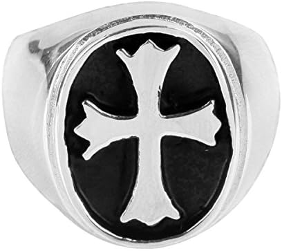 Luostdo9090 Heavy Stainless Steel Punk Cross Crucifix Motorcycle Biker Finger Rings(15)