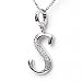 Silver Diamond Initial Pendant S with Silver Chain