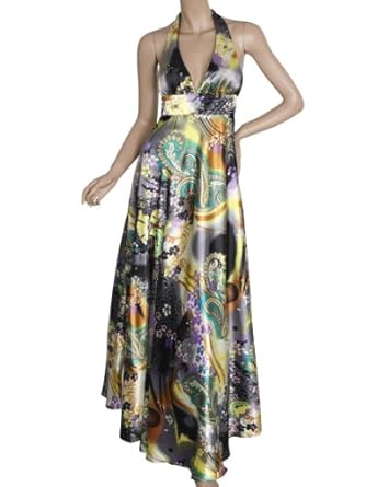 Ever Pretty Women Water Swirl Paisley Halter Long Dress