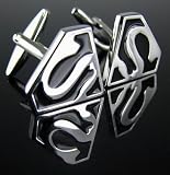 Superman Silver Black Cufflinks