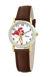 Disney Women's D081S007 Ariel Brown Leather Strap Watch