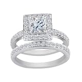 41owljR7%2BtL. SL160  Princess Cut 1ct Diamond Bridal Set in 14k White Gold (GH I1 Size 4 9)
