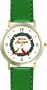 Red & Yellow Cardinals Bird in Merry Christmas Wreath - JP - WATCHBUDDY� DELUXE TWO-TONE THEME WATCH - Arabic Numbers - Green Leather Strap-Size-Children's Size-Small ( Boy's Size & Girl's Size )
