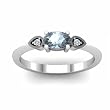 14K White Gold Sky Blue Topaz and Diamond Ring