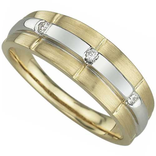 0.10 Ct.T.W. Round Brilliant Cut Diamonds, Two Tone 14Kt. Gold. Two Tone Men's Diamond Fashion Band