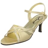 Annie Shoes Women's Prestige Sandal,Gold Satin,7 M US