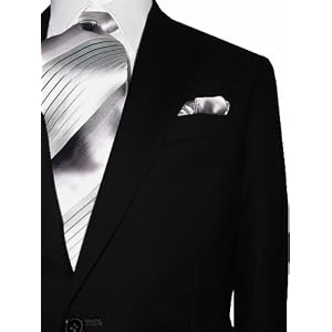 Buy Mantoni Men Suit Solid Black Wool 2 Button Flat Front Pants Brand New with Tag FREE Hem-up FREE... by Mantoni