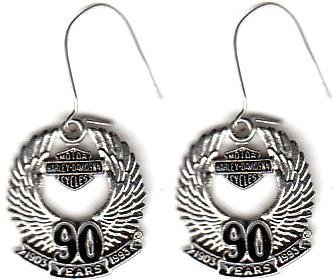 Harley Davidson ~ Harley Davidson 90th Anniversary Earrings!! ~ Rare Vintage ~ Made in the U.S.A.~ Approx 1 X .5