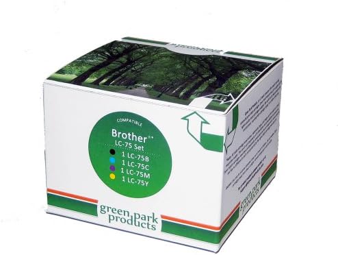 Green Park Products Brother LC75 Full Set of Premium Compatible Ink Cartridges. The Box Contains 1 of Each Color Black (LC75BK), Cyan (LC75C), Magenta (LC75M), Yellow (LC75Y) Inkjet Cartridges. LC-75 LC-75XL LC-71 LC-71XL