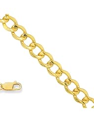 10k Semi-Solid Yellow Gold 6.1 mm (15/64 Inch) Lite Curb Chain 22" w/ Lobster Claw Clasp