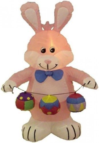 4' Airblown Inflatable Easter Bunny with Eggs Lighted Yard Art Decoration