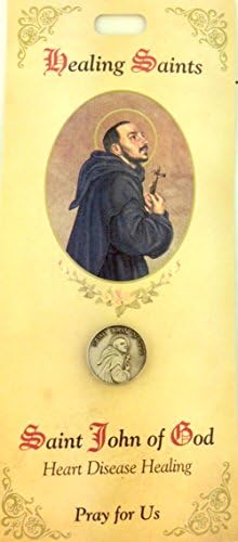 Silver Toned Base Healing Saints Lapel Pin, 3/4 Inch (Saint John of God (Heart Disease Healing))