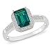10K White Gold Diamond and 7/8ct Created Emerald Ring