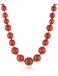 8-16mm Graduated Faceted Carnelian Accented with Sterling Silver Beads and Ball Clasp Necklace (302.00 cttw), 18"