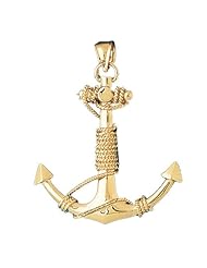 CleverEves 14K Gold Pendant Anchor with Rope 3-D 14.6 - Gram(s)