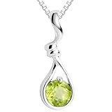 Round Cut Peridot Pendant Necklace Sterling Silver
