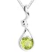 Round Cut Peridot Pendant Necklace Sterling Silver