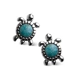 Sterling Silver Turtle Turquoise Earrings