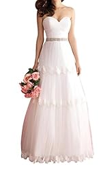 Strapless Crystals Lace Crystal  2015 Natural   Waistline Wedding Dress  With Ruffles