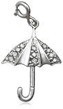 Sterling Silver Diamond Umbrella Charm, (0.15 cttw)