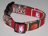 NBA Milwaukee Bucks Basketball Dog Collar Red Small 1"