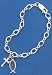Sterling Silver 7 in, 6mm Charm Bracelet w/5/8 in Cross Charm, 3/4 in Ichthys Mustard Seed Charm,