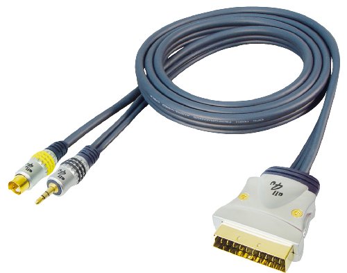 All4u BBVS 7 Videokabel (Scartstecker - 4 polig Hosidenstecker + 3,5 mm Klinkenstecker stereo, Signalrichtung: S-VHS/3,5 mm > Scart, verchromter V ...