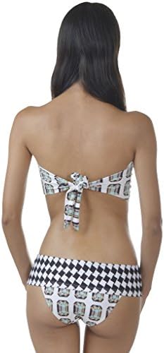 Aguaclara Esmeralda Y Vichy White and Black Emerald Bandeau Bikini Set Large