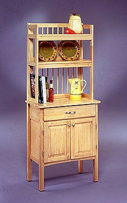Kitchen: Wood Baker's Rack with Hutch