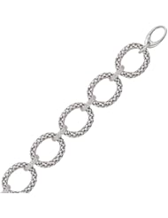 Sterling Silver Popcorn Ring Chain Bracelet with Diamond Accents (.18 ct. tw.)