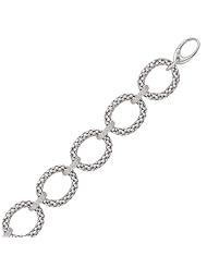 Sterling Silver Popcorn Ring Chain Bracelet with Diamond Accents (.18 ct. tw.)