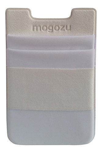 Moguzu Stick On Wallet with Finger Strap for Phone (White)