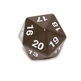 Koplow 55mm Jumbo d20 Opaque Countdown Dice, Black with White