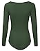 Doublju Womens Trendy Long Sleeve Scoopneck Rayon & Ribbed Knit Bodysuit (Made In USA)