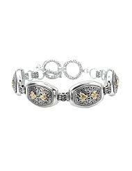Sterling silver and 18k gold Enchanta Collection cushion shaped filigree bracelet 7-8 inches long