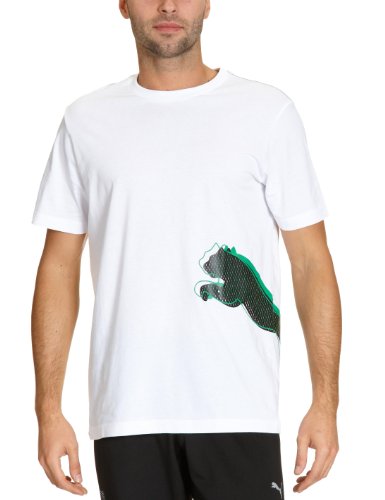 PUMA Herren T-Shirt Large Logo Graphic, white-jelly bean, M, 817035 39