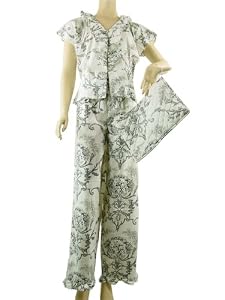 French Black and White Toile Designer Luxury Pajamas with Travel Pouch ~ 2 sizes