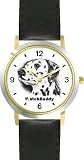 Dalmatian (SC) Dog - WATCHBUDDY® CLASSIC DELUXE TWO-TONE THEME WATCH - Arabic Numbers-Black Leather Strap-Size-Large ( Men's Size or Jumbo Women's Size )