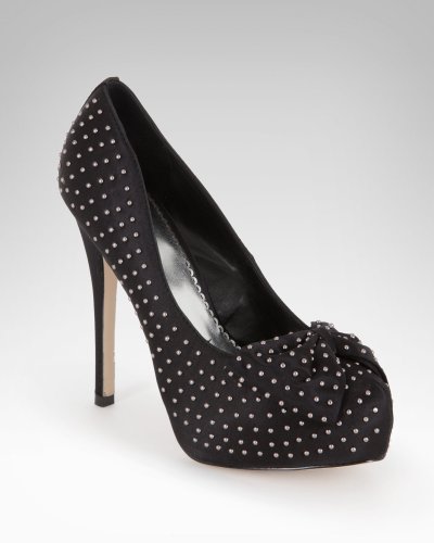 Bebe Lizzy Studded Bow Pump Black Size 8 B(M) US